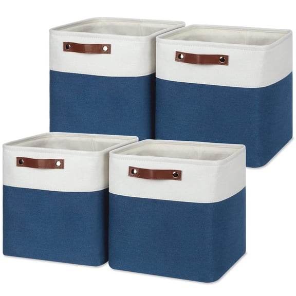 Fabric Storage Baskets Blue 12×12×12 Inch 4-Pack Organizing Closet