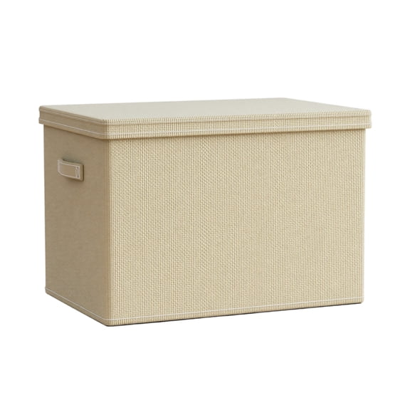 Fabric Storage Bin, Collapsible with Handles, Beige Medium Size 19.7 x 13.0 x 15.7 Inch, 1 Piece Foldable Cloth Storage Basket for Closet Bedroom Living Room Clothing Toys Organizer