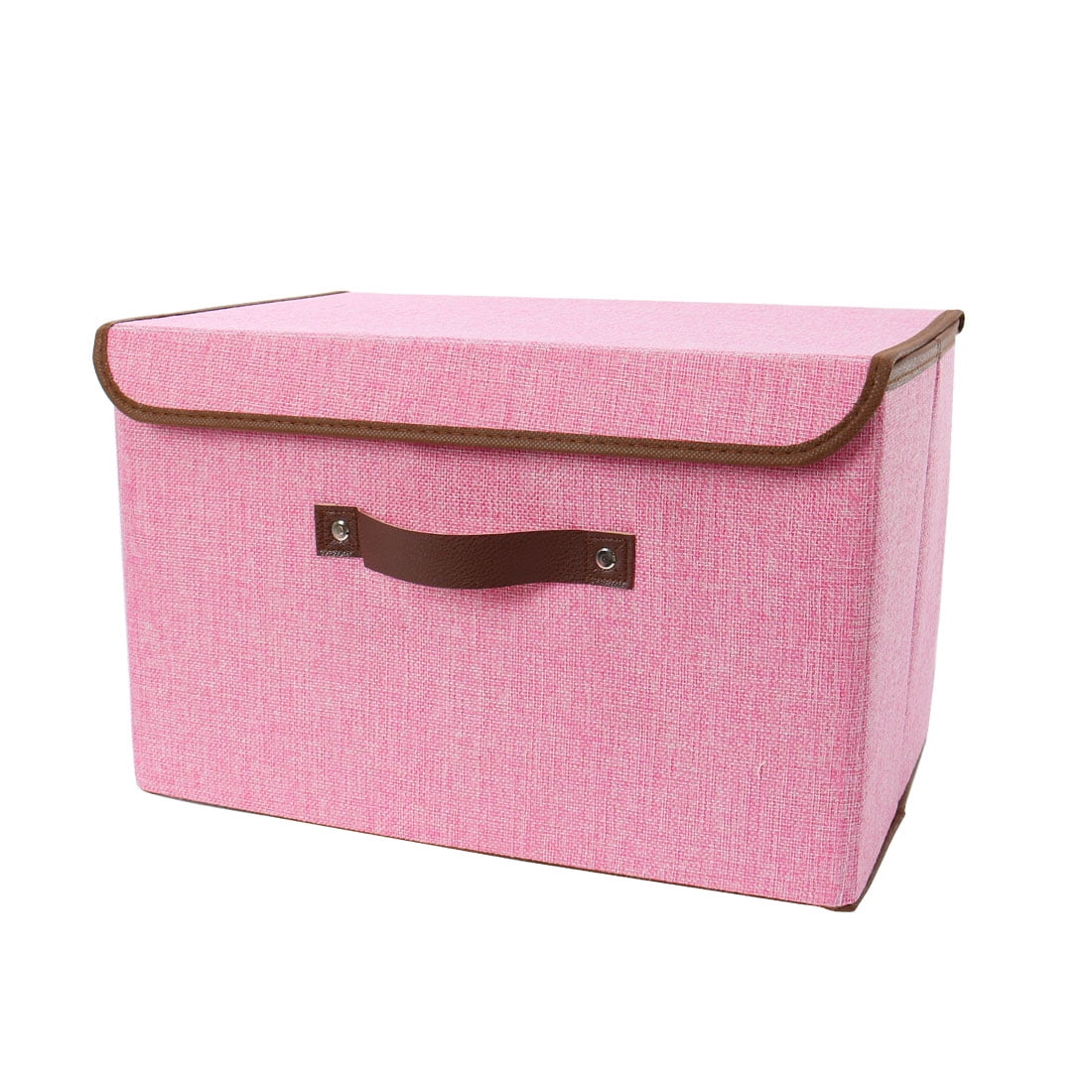 Fabric Storage Bin Cube Small Basket with Handle & Lid for Shelves Pink