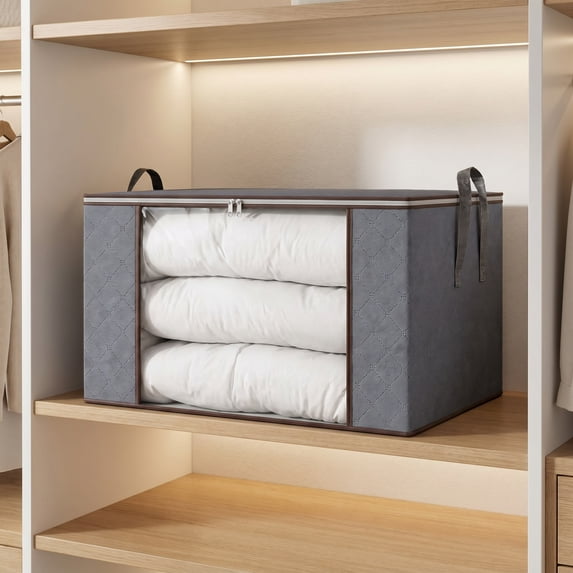 Clothes Box Rack Fabric Storage Bin with Clear Window, Foldable Clothes Organizer Box ...