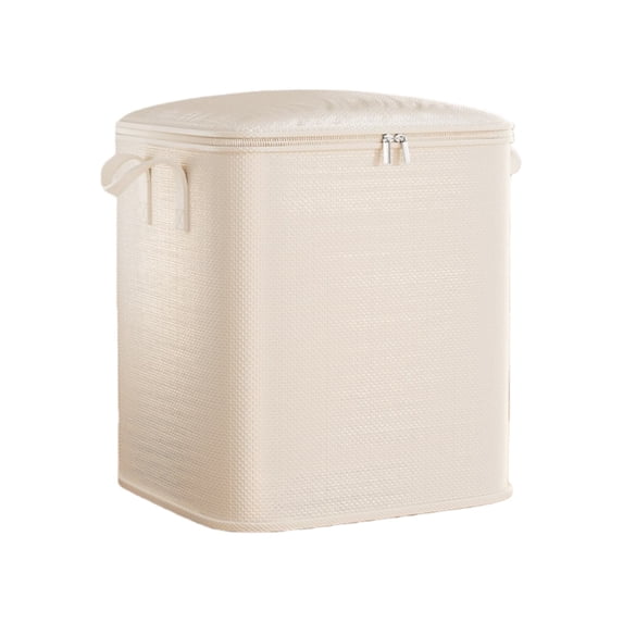 Fabric Storage Bin with Zipper Lid, Collapsible Closet Organizer Box with Handles for Clothing and Household Storage(Beige,54.00)