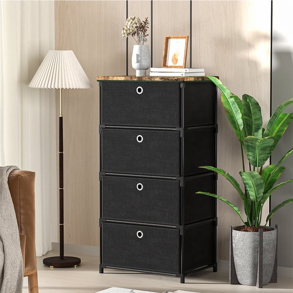 Fabric Storage Bins, 4 Bins Storage Organizer, Easy Assembly, Room Organizer, 4 Cube Closet Organizers Includes All Storage Cube Bins