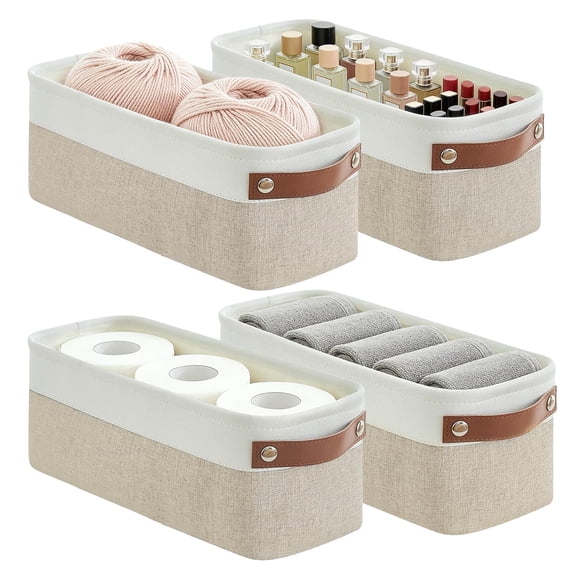 Fabric Storage Bins Baskets For Shelves 4 Pack Decorative Linen Closet Organizers With Handles For Clothes Home Office Organization