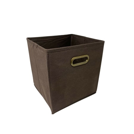 Fabric Storage Bins Box Organizer Cube Basket Container 10" 6 pcs bins w/metal handle, Brown