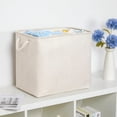 thumbnail image 1 of Fabric Storage Bins Extra Large Light Beige Linen Collapsible Storage Basket Set of 3 for Organizing Clothes Closet and Home Storage, 1 of 4