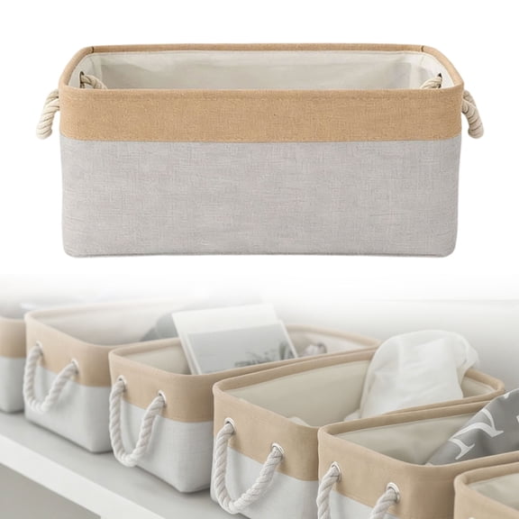 Fabric Storage Bins, Fabric Closet Storage Bin, Handle Equipped Storage Basket, Collapsible Wardrobe Organizer Box, Reinforced Clothes Container, Fabric Drawers Replacement,Gray 12.2×8.27×5.12 in
