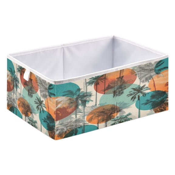 Fabric Storage Bins Foldable Cube For Home Organization Baskets 70s Retro Style