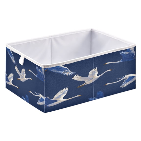 Fabric Storage Bins Foldable Cube For Home Organization Baskets A Seamless Pattern with Swans