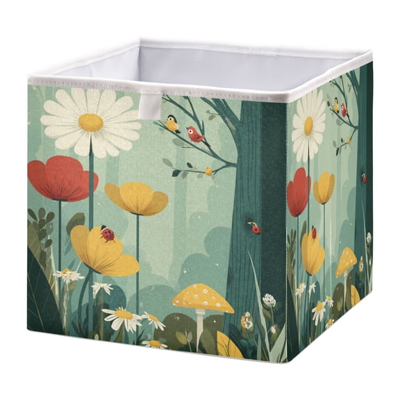 Fabric Storage Bins Foldable Cube For Home Organization Baskets A Spring Forest Landscape