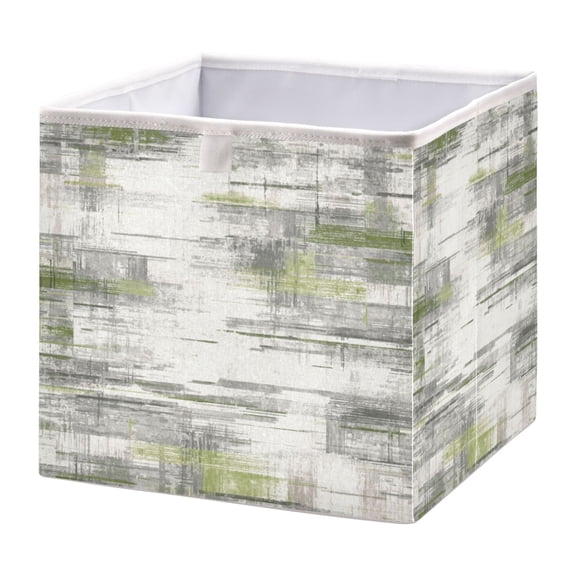 Fabric Storage Bins Foldable Cube For Home Organization Baskets Abstract Gray and Green