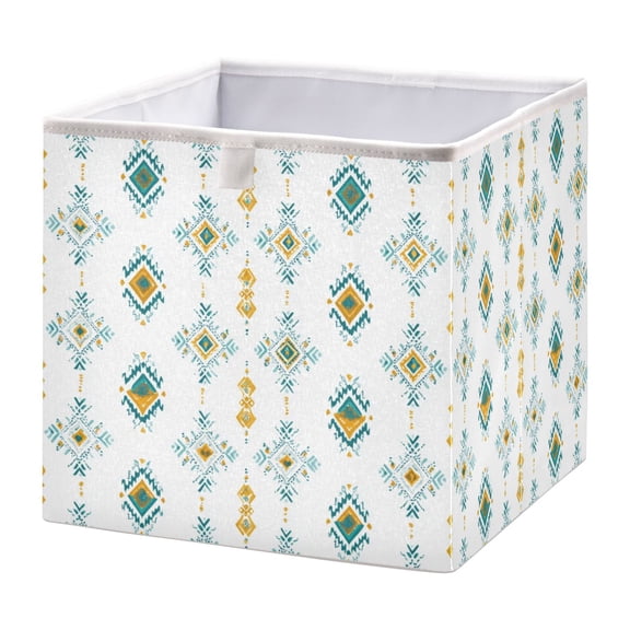Fabric Storage Bins Foldable Cube For Home Organization Baskets Aztec Pattern