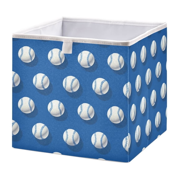 Fabric Storage Bins Foldable Cube For Home Organization Baskets Baseball Pattern