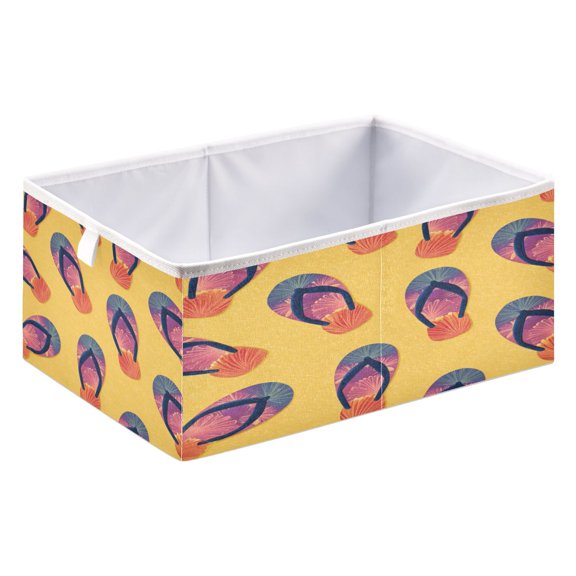 Fabric Storage Bins Foldable Cube For Home Organization Baskets Beach Flip-flop Pattern