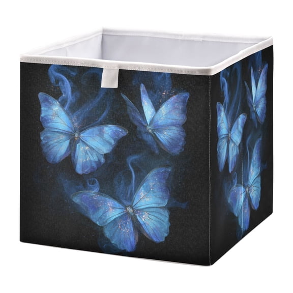Fabric Storage Bins Foldable Cube For Home Organization Baskets Blue Butterflies