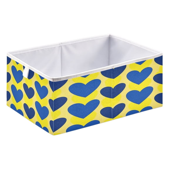 Fabric Storage Bins Foldable Cube For Home Organization Baskets Blue Hearts