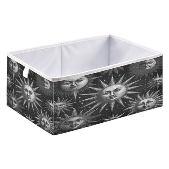 Fabric Storage Bins Foldable Cube For Home Organization Baskets Celestial Stars with Faces