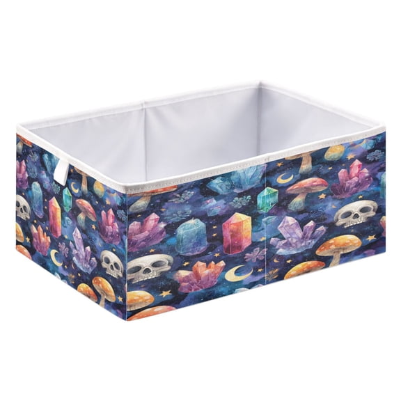 Fabric Storage Bins Foldable Cube For Home Organization Baskets Crystals Skulls Mushrooms