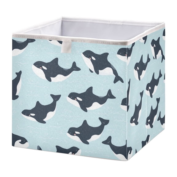 Fabric Storage Bins Foldable Cube For Home Organization Baskets Cutie Orcas Vectro Pattern
