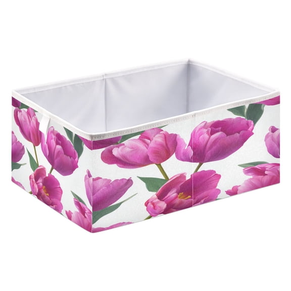 Fabric Storage Bins Foldable Cube For Home Organization Baskets Elements Tulips