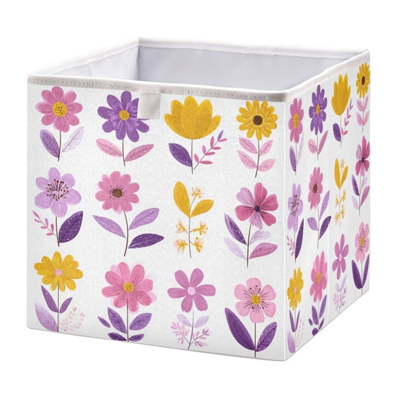 Fabric Storage Bins Foldable Cube For Home Organization Baskets Flat Flower Elements