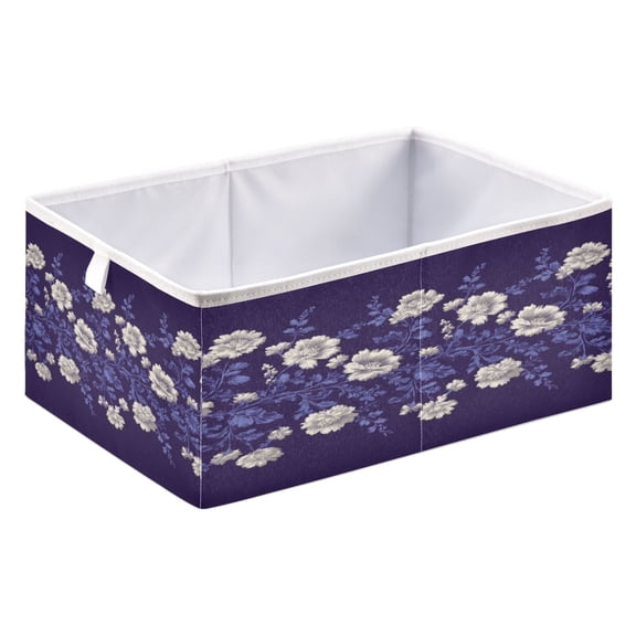Fabric Storage Bins Foldable Cube For Home Organization Baskets Floral Antique Style