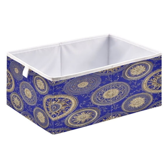 Fabric Storage Bins Foldable Cube For Home Organization Baskets Gold Baroque Circular