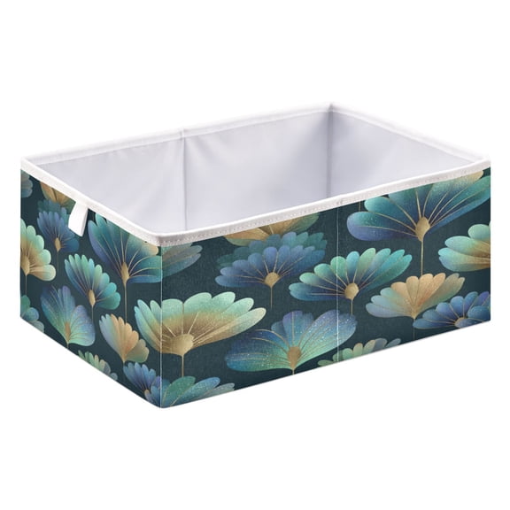 Fabric Storage Bins Foldable Cube For Home Organization Baskets Gold Foil Flowers