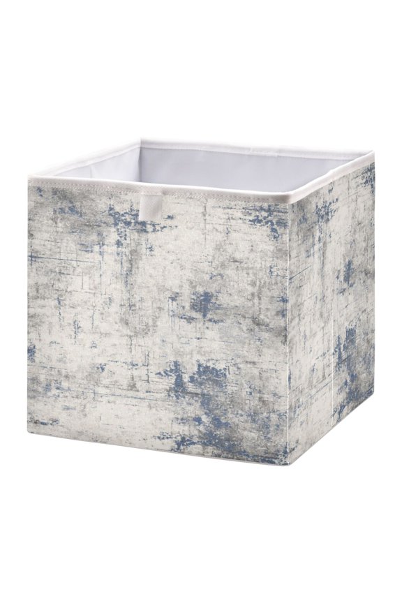 Fabric Storage Bins Foldable Cube For Home Organization Baskets Gray and Blue Pattern
