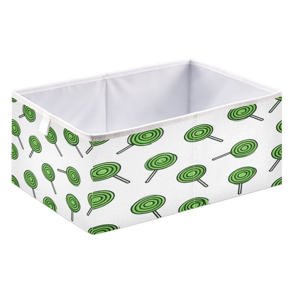 Fabric Storage Bins Foldable Cube For Home Organization Baskets Green Lollipop Pattern