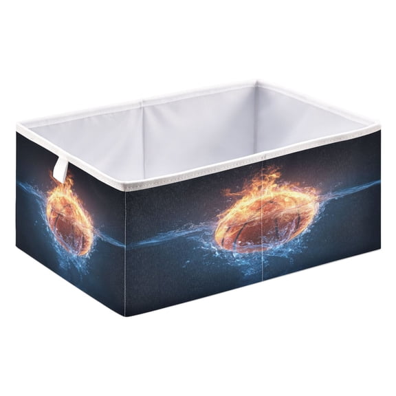 Fabric Storage Bins Foldable Cube For Home Organization Baskets Half Of The Ball Is in Flames