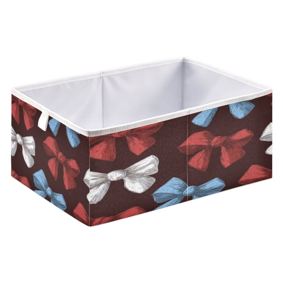 Fabric Storage Bins Foldable Cube For Home Organization Baskets Hand-drawn Bow