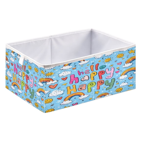Fabric Storage Bins Foldable Cube For Home Organization Baskets Hello Happy