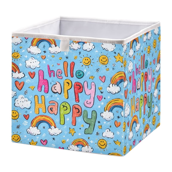 Fabric Storage Bins Foldable Cube For Home Organization Baskets Hello Happy