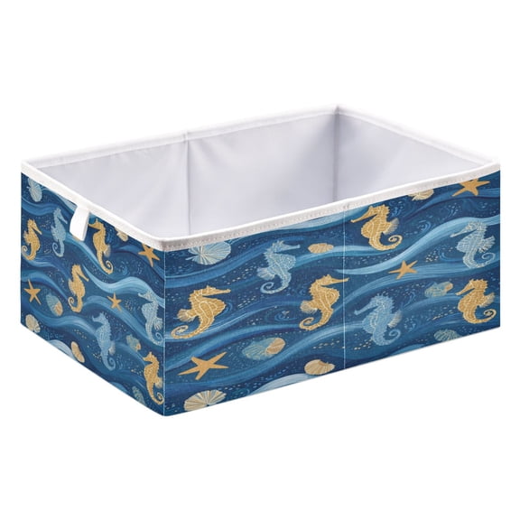 Fabric Storage Bins Foldable Cube For Home Organization Baskets Hippocampus Pattern
