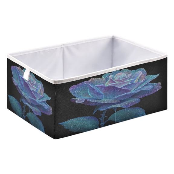 Fabric Storage Bins Foldable Cube For Home Organization Baskets Holographic Rose