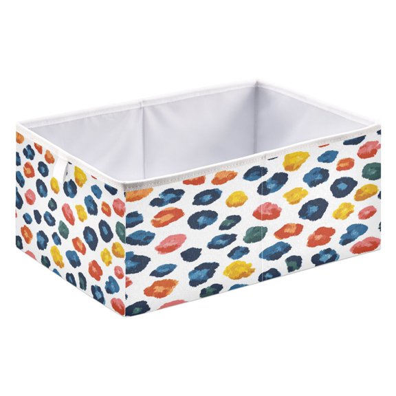 Fabric Storage Bins Foldable Cube For Home Organization Baskets Leopard Print Pattern