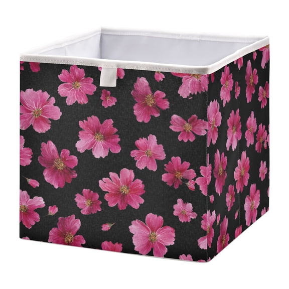 Fabric Storage Bins Foldable Cube For Home Organization Baskets Magenta Flower