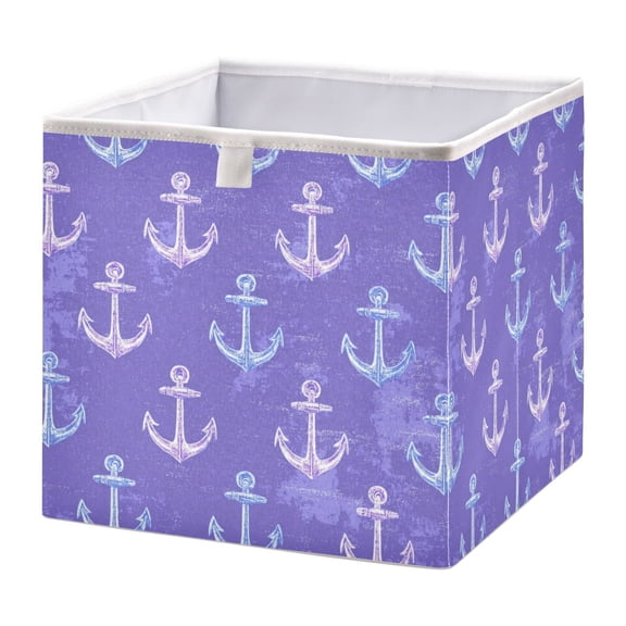 Fabric Storage Bins Foldable Cube For Home Organization Baskets Nautical-themed Purple Background