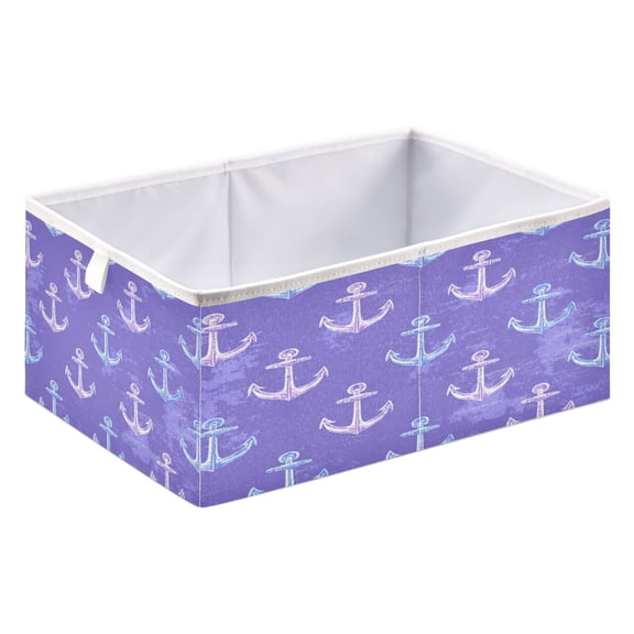 Fabric Storage Bins Foldable Cube For Home Organization Baskets Nautical-themed Purple Background