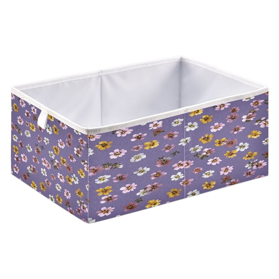 Fabric Storage Bins Foldable Cube For Home Organization Baskets Pattern Of Small Daisies