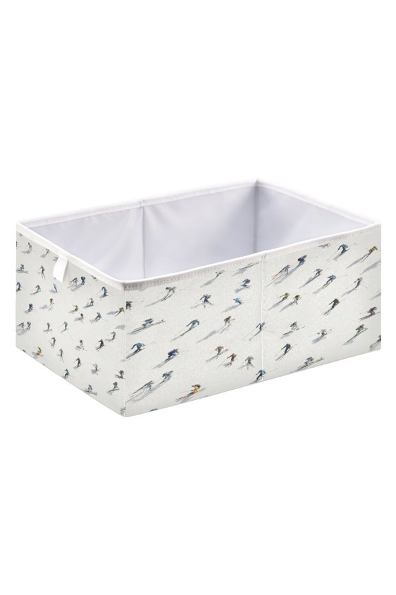 Fabric Storage Bins Foldable Cube For Home Organization Baskets Pattern Of Small Skiers