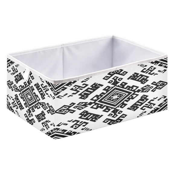 Fabric Storage Bins Foldable Cube For Home Organization Baskets Pattern Of Traditional Aztec
