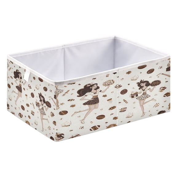 Fabric Storage Bins Foldable Cube For Home Organization Baskets Pattern with Footballs Cheerleaders