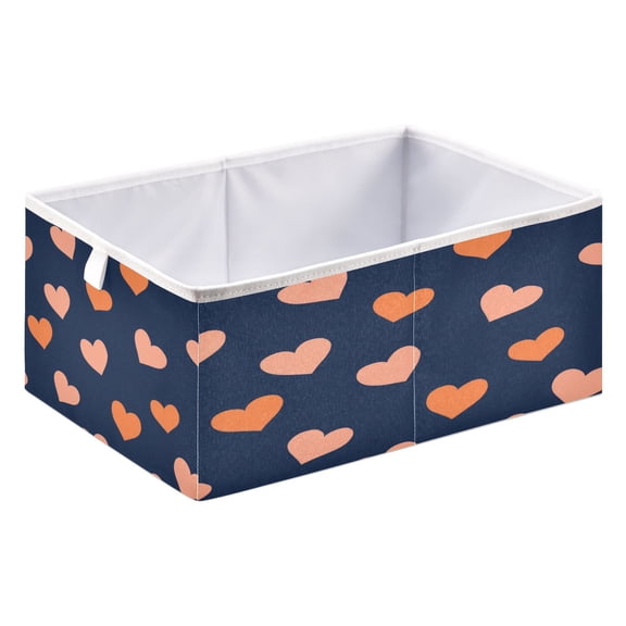 Fabric Storage Bins Foldable Cube For Home Organization Baskets Peach Color Hearts