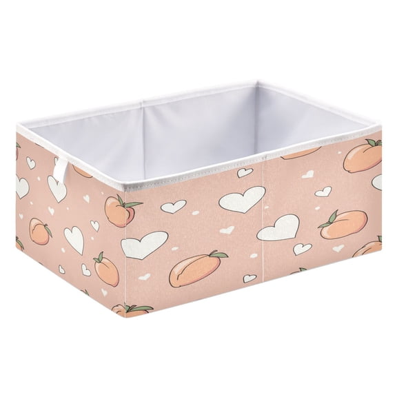 Fabric Storage Bins Foldable Cube For Home Organization Baskets Peach and Heart