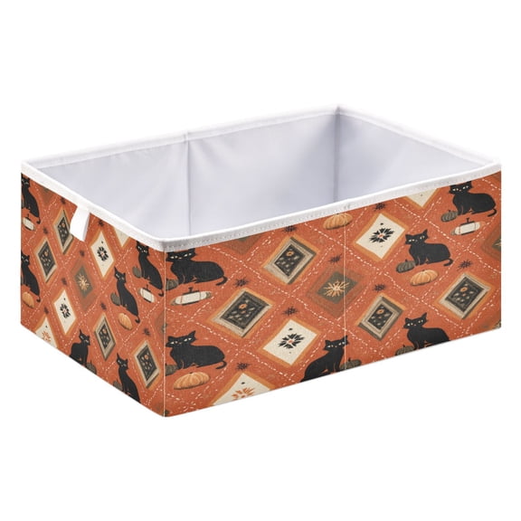 Fabric Storage Bins Foldable Cube For Home Organization Baskets Pumpkins Black Cat