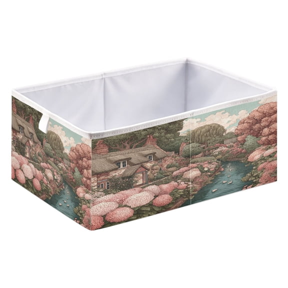 Fabric Storage Bins Foldable Cube For Home Organization Baskets Quaint Village