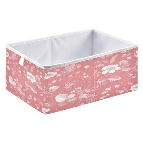 Fabric Storage Bins Foldable Cube For Home Organization Baskets Red Strawberry