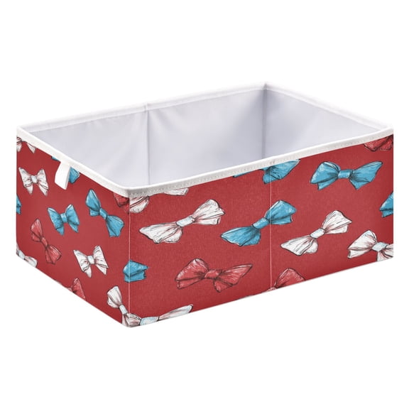 Fabric Storage Bins Foldable Cube For Home Organization Baskets Red White Blue Bows