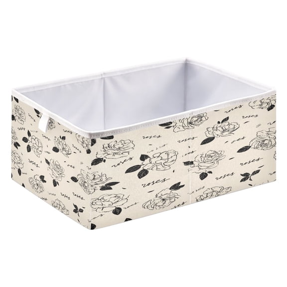 Fabric Storage Bins Foldable Cube For Home Organization Baskets Roses